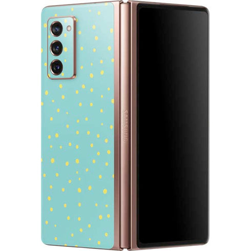 Teal and Yellow Polka Dots Galaxy Z Fold2 5G Skin