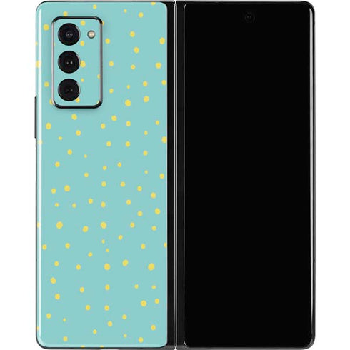 Teal and Yellow Polka Dots Galaxy Z Fold2 5G Skin