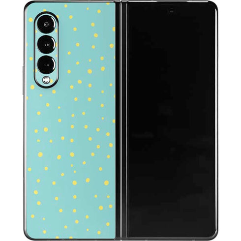 Teal and Yellow Polka Dots Galaxy Z Fold3 5G Skin