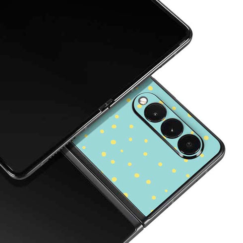 Teal and Yellow Polka Dots Galaxy Z Fold3 5G Skin