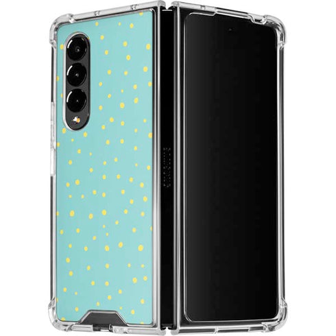 Teal and Yellow Polka Dots Galaxy Z Fold4 5G Clear Case