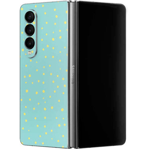 Teal and Yellow Polka Dots Galaxy Z Fold4 5G Skin