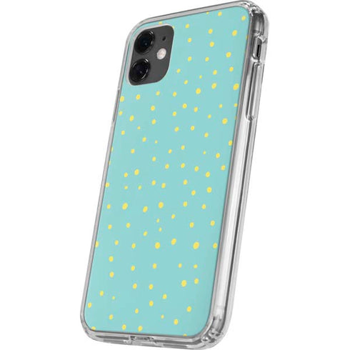 Teal and Yellow Polka Dots iPhone 11 Clear Case