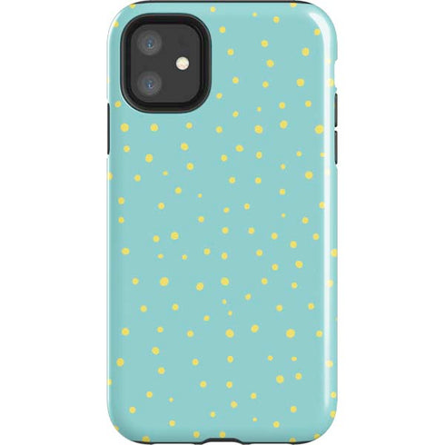 Teal and Yellow Polka Dots iPhone 11 Impact Case