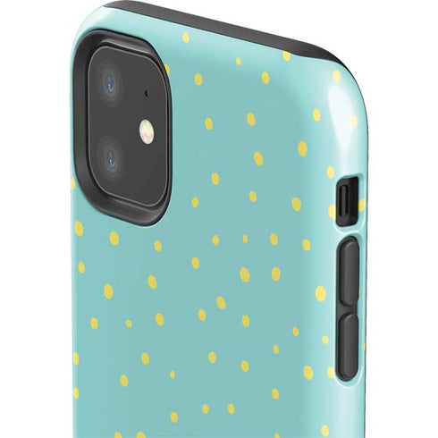 Teal and Yellow Polka Dots iPhone 11 Impact Case