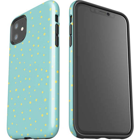 Teal and Yellow Polka Dots iPhone 11 Impact Case