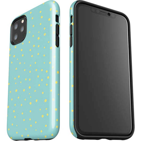 Teal and Yellow Polka Dots iPhone 11 Pro Max Impact Case