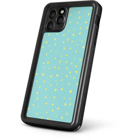 Teal and Yellow Polka Dots iPhone 11 Pro Waterproof Case