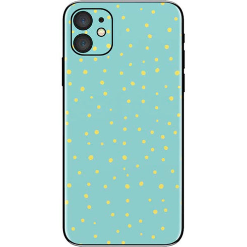 Teal and Yellow Polka Dots iPhone 11 Skin