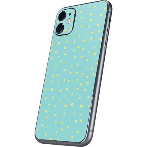Teal and Yellow Polka Dots iPhone 11 Skin