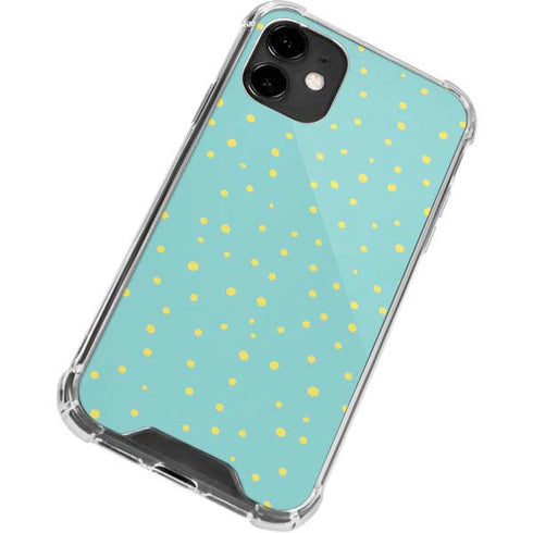 Teal and Yellow Polka Dots iPhone 12 Clear Case