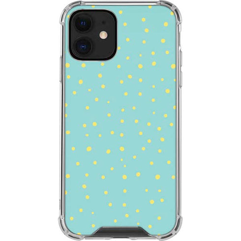 Teal and Yellow Polka Dots iPhone 12 Mini Clear Case