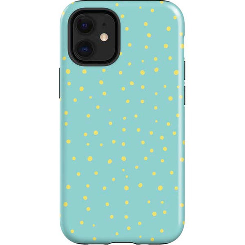 Teal and Yellow Polka Dots iPhone 12 Mini Impact Case