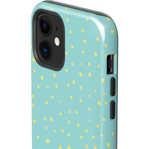 Teal and Yellow Polka Dots iPhone 12 Mini Impact Case