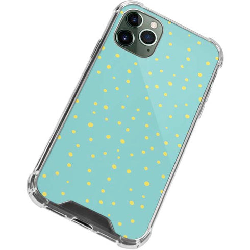 Teal and Yellow Polka Dots iPhone 12 Pro Clear Case