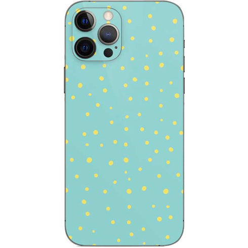 Teal and Yellow Polka Dots iPhone 12 Pro Skin
