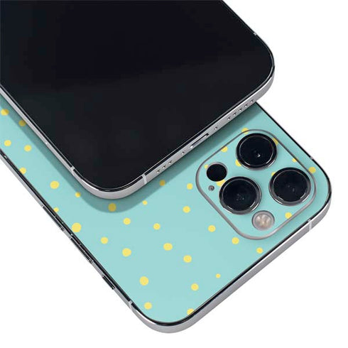 Teal and Yellow Polka Dots iPhone 12 Pro Skin