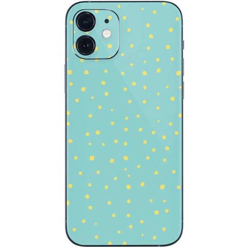 Teal and Yellow Polka Dots iPhone 12 Skin