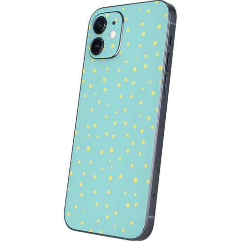 Teal and Yellow Polka Dots iPhone 12 Skin
