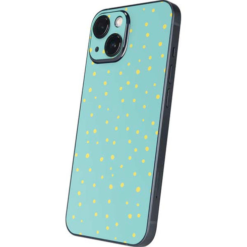 Teal and Yellow Polka Dots iPhone 13 Mini Skin