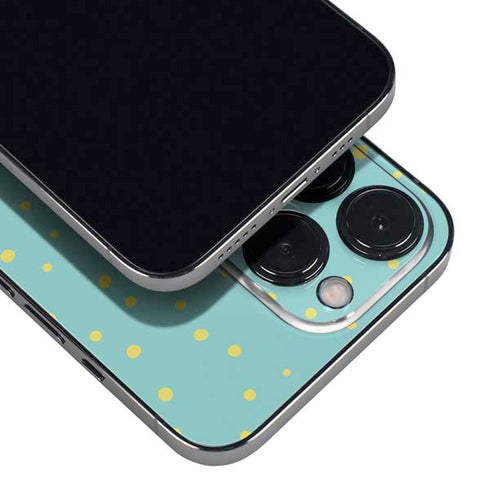 Teal and Yellow Polka Dots iPhone 13 Pro Skin