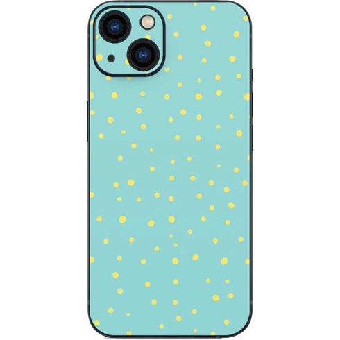Teal and Yellow Polka Dots iPhone 13 Skin