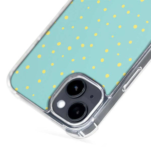 Teal and Yellow Polka Dots iPhone 15 MagSafe Case