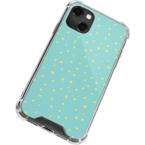Teal and Yellow Polka Dots iPhone 14 Plus Clear Case