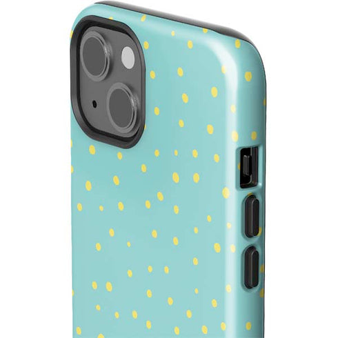 Teal and Yellow Polka Dots iPhone 15 Impact Case