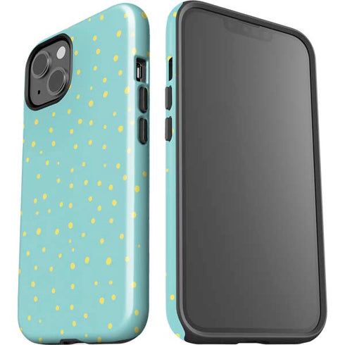 Teal and Yellow Polka Dots iPhone 15 Impact Case