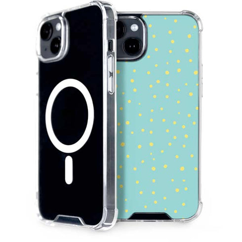 Teal and Yellow Polka Dots iPhone 14 Plus MagSafe Case