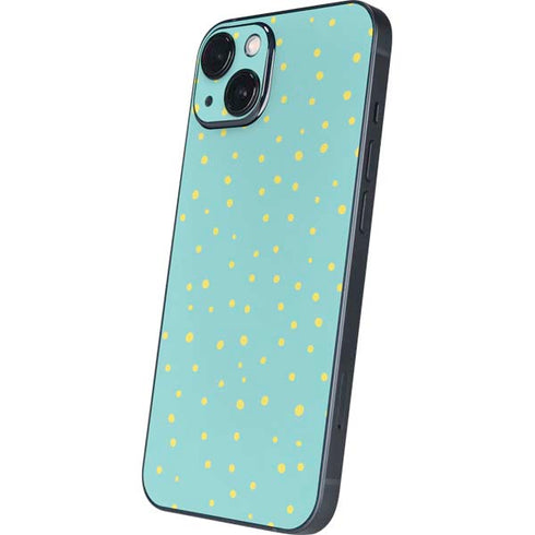 Teal and Yellow Polka Dots iPhone 15 Plus Skin