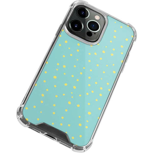 Teal and Yellow Polka Dots iPhone 15 Pro Clear Case