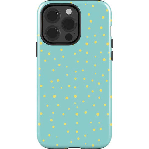 Teal and Yellow Polka Dots iPhone 14 Pro Impact Case