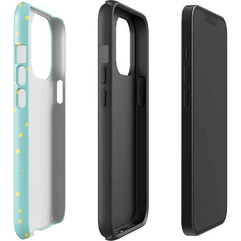 Teal and Yellow Polka Dots iPhone 15 Pro Impact Case