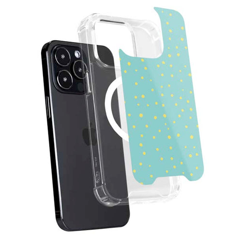 Teal and Yellow Polka Dots iPhone 14 Pro MagSafe Case