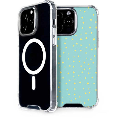 Teal and Yellow Polka Dots iPhone 14 Pro Max MagSafe Case