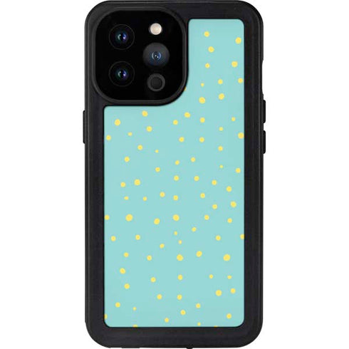 Teal and Yellow Polka Dots iPhone 14 Pro Max Waterproof Case