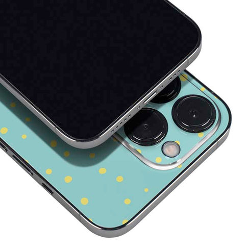 Teal and Yellow Polka Dots iPhone 14 Pro Skin