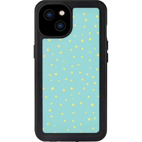 Teal and Yellow Polka Dots iPhone 15 Plus Waterproof Case