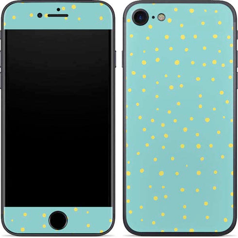 Teal and Yellow Polka Dots iPhone 8 Skin