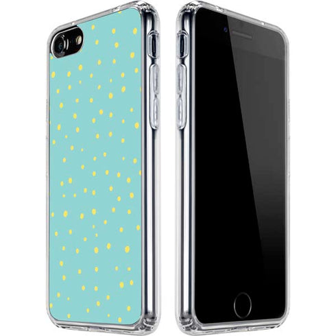 Teal and Yellow Polka Dots iPhone SE (2nd & 3rd Gen) Clear Case