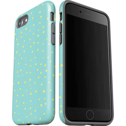 Teal and Yellow Polka Dots iPhone SE (2nd & 3rd Gen) Pro Case