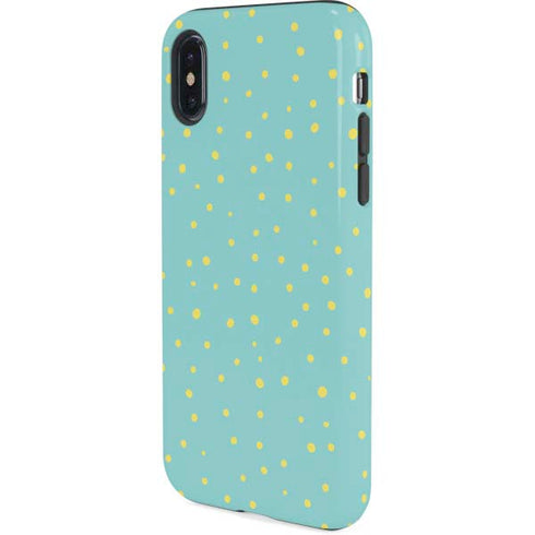 Teal and Yellow Polka Dots iPhone X Pro Case