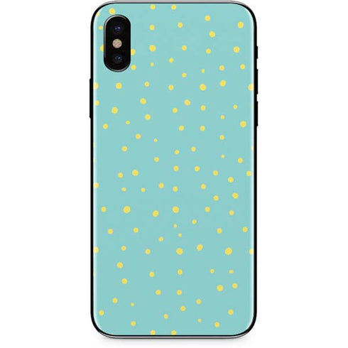 Teal and Yellow Polka Dots iPhone X Skin
