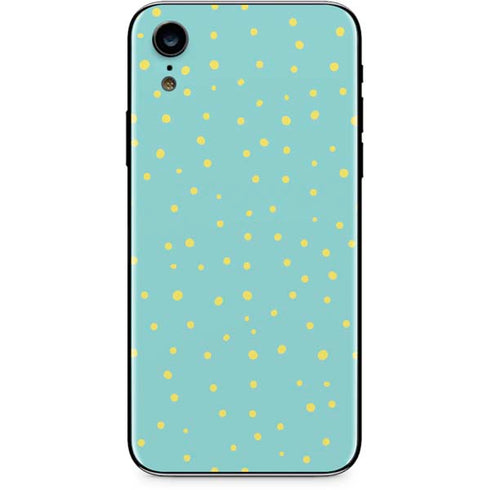 Teal and Yellow Polka Dots iPhone XR Skin