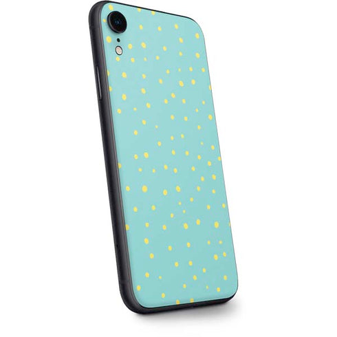 Teal and Yellow Polka Dots iPhone XR Skin