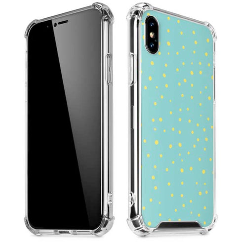 Teal and Yellow Polka Dots iPhone XS Max Clear Case