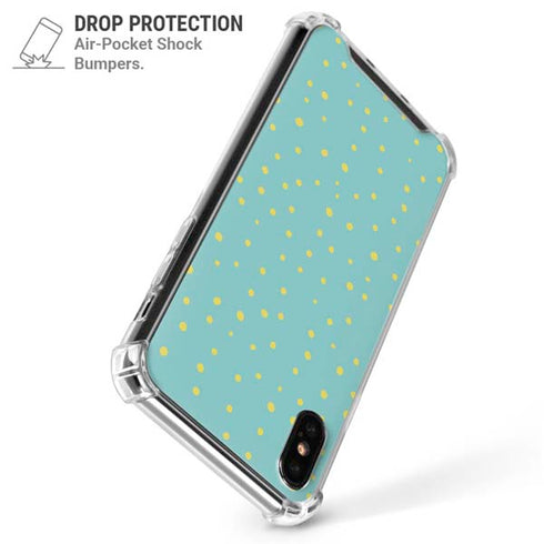 Teal and Yellow Polka Dots iPhone XS Max Clear Case