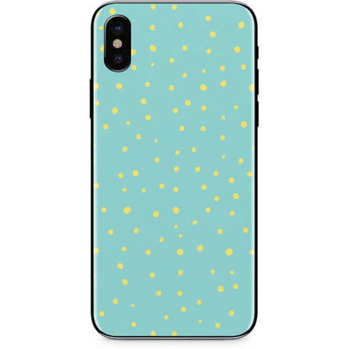 Teal and Yellow Polka Dots iPhone XS Max Skin